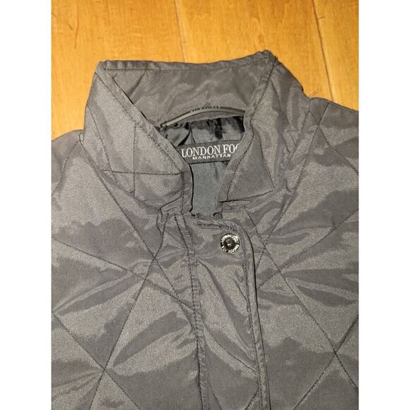 London Fog Manhattan Quilted Coat Jacket Grey Size M Full Zip Button Up - Picture 3 of 5